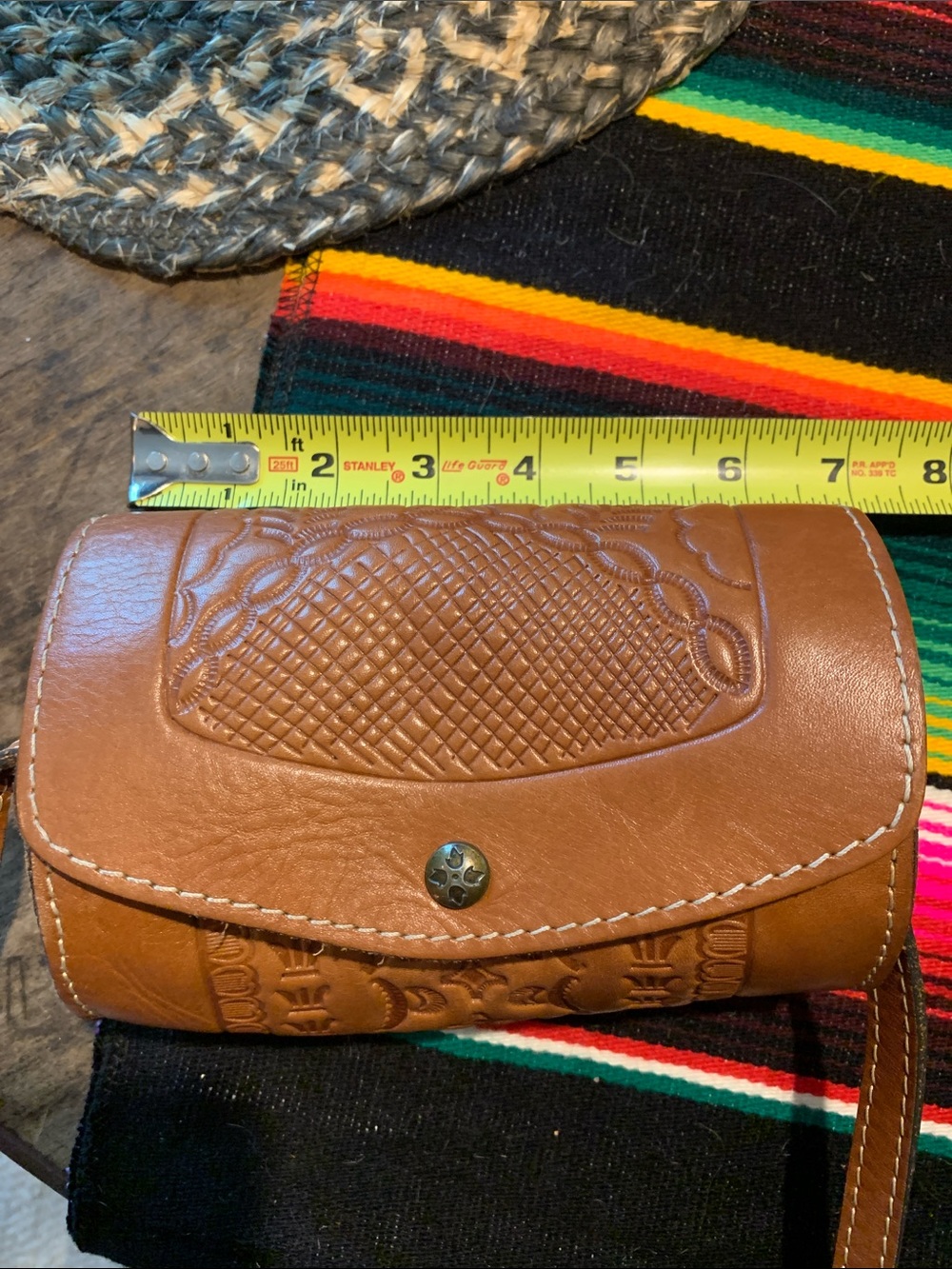 Beautiful Patricia Nash Tooled Brown Leather Crossbody Bag - Picture 10 of 13